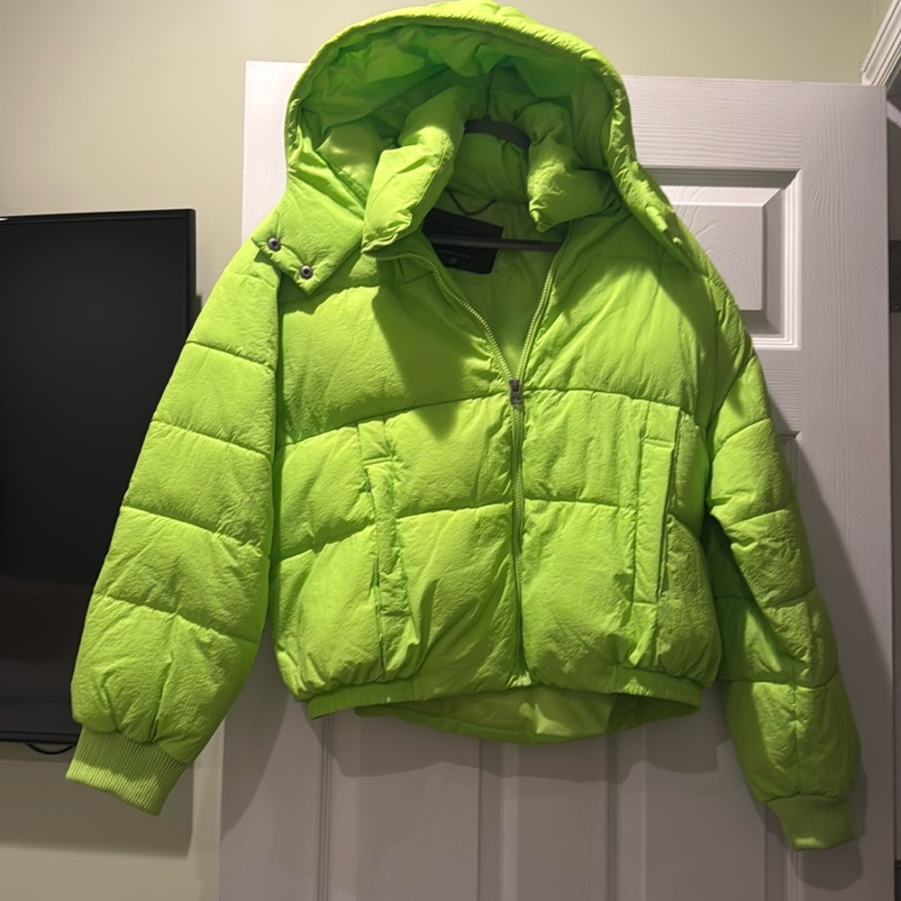 Lucky Brand Neon Green Hooded Puffer